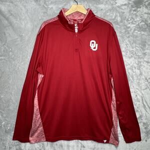 Oklahoma Sooners Jacket Mens XL Red NCAA Football Quarter Zip Pullover Fanatics